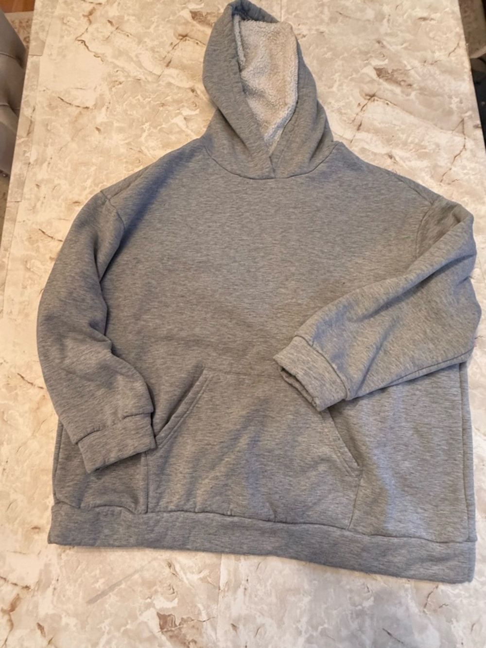 SHEIN Gray Sherpa-Lined Pullover Hoodie